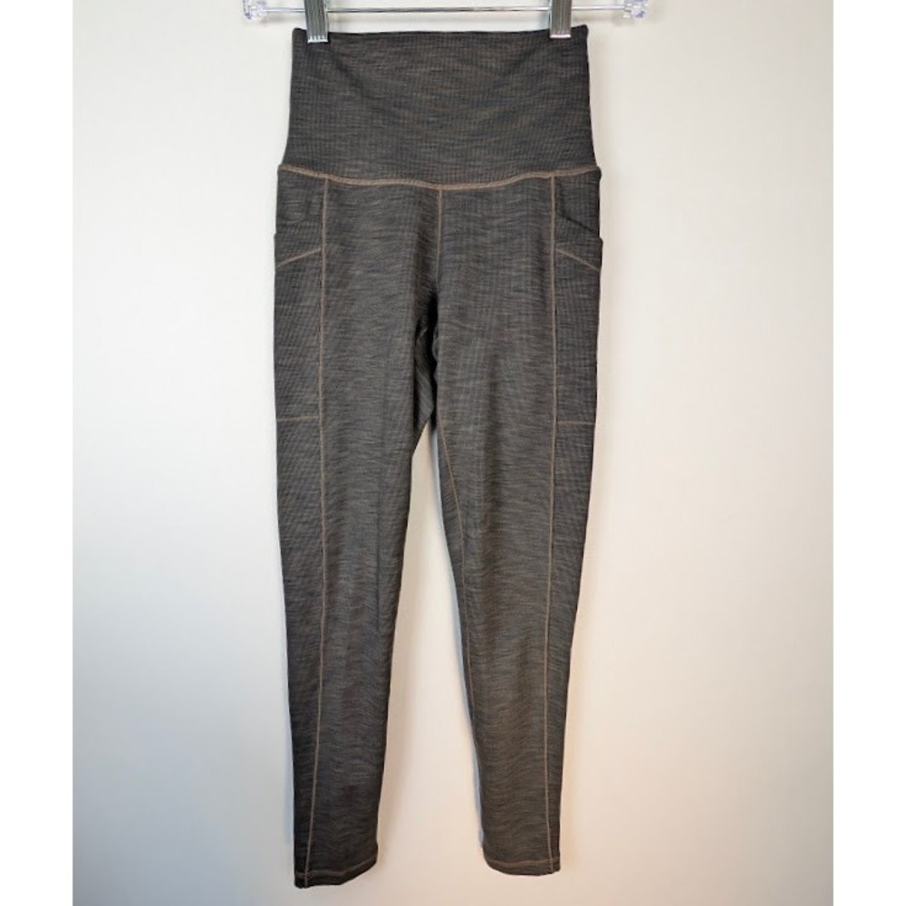 Prana Leggings‎ Womens XS Gray 7/8 Ribbed w/ Side Pockets EUC
